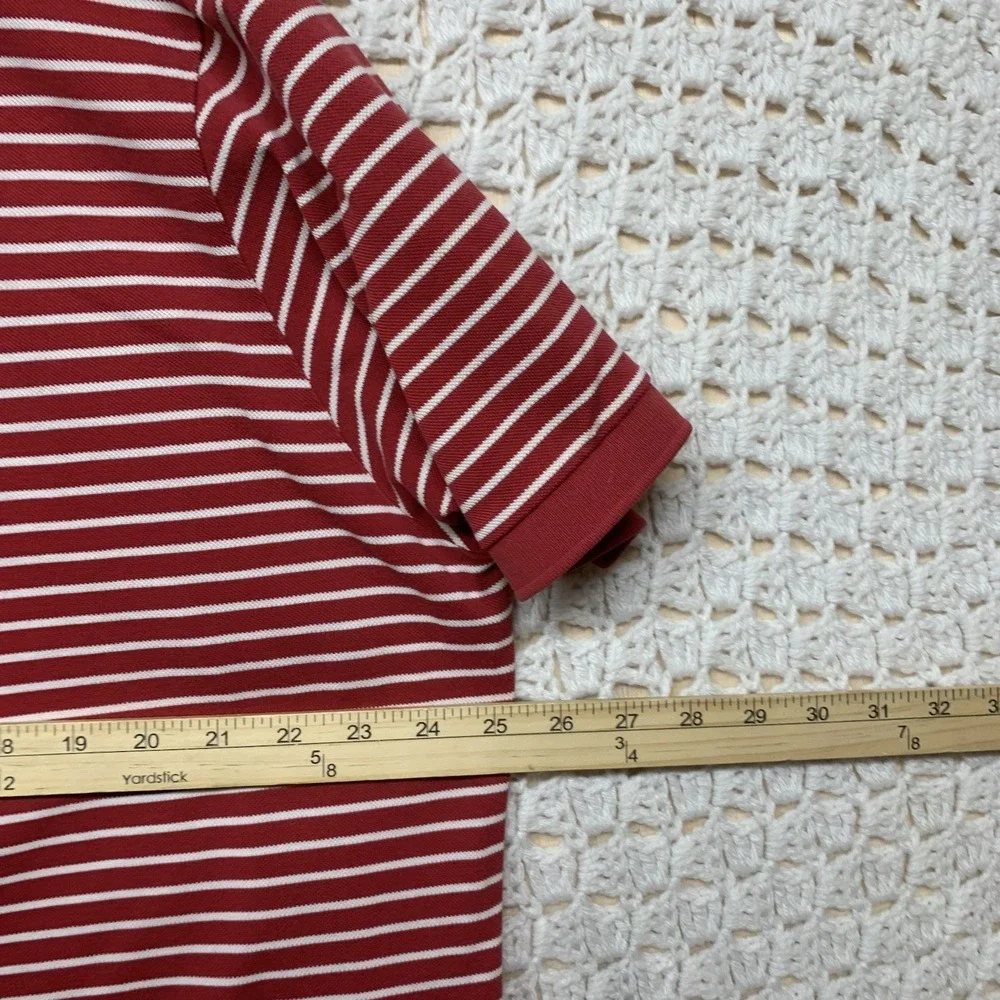 VTG Polo Ralph Lauren Polo Shirt Mens XL Red Striped 100%pima Cotton Short Sleev